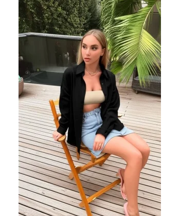 Kadın Uzun Kollu Oversize Gömlek