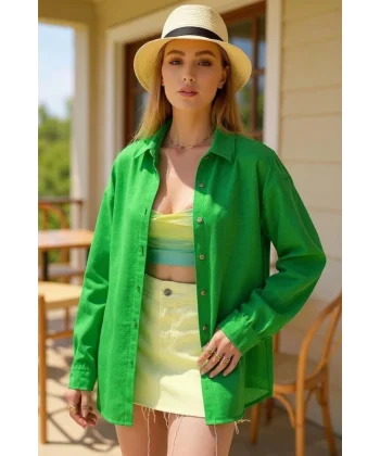 Kadın Uzun Kollu Oversize Gömlek