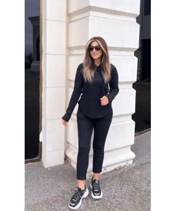 Kadın Uzun Kollu şardonlu Kaşkorse Kapşonlu Ikili Takım