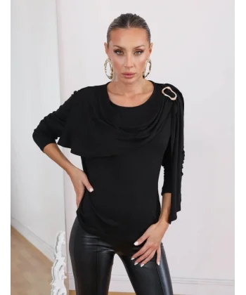 Kadın Uzun Kollu Toka Detay Bluz