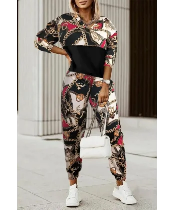 Kadın Uzun Kollu V Yaka Göğüs Altı Kadife Detay Mikro Ikili Takım