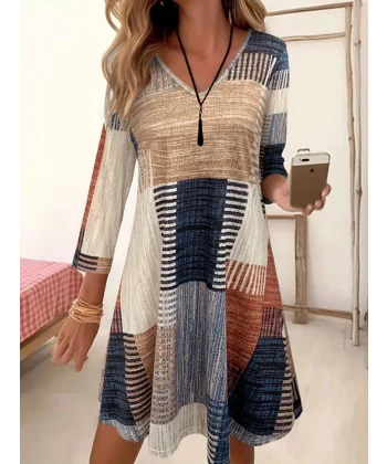 Kadın Uzun Kollu V Yaka Süprem Mini Elbise