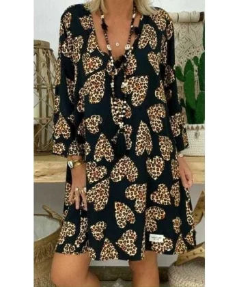 Kadın Uzun Kollu V Yaka Uzun Kol Mikro Midi Boy Elbise