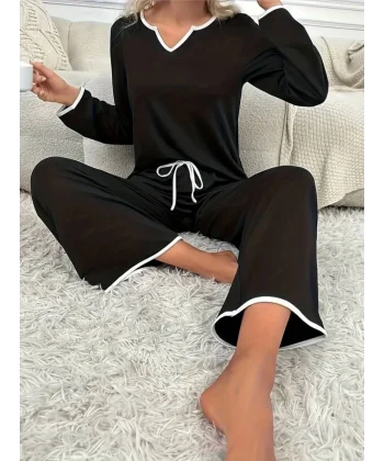 Kadın Uzun Kollu V Yaka Viskonikili Takım