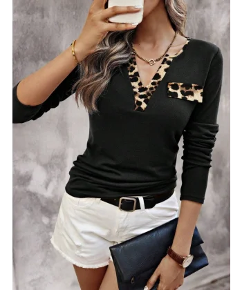 Kadın Uzun Kollu V Yakalı Kaşkorse Bluz