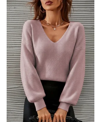 Kadın Uzun Kollu V Yakalı Triko Bluz