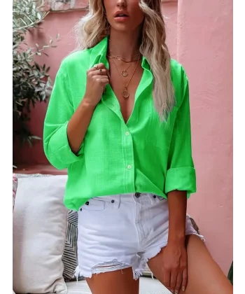 Kadın Uzun Kollu Yakalı önden Düğmeli Gömlek