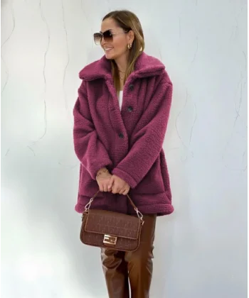 Kadın Uzun Kollu Yakalı önden Düğmeli Welsoft Kaban