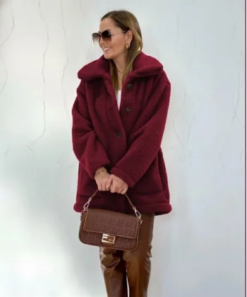 Kadın Uzun Kollu Yakalı önden Düğmeli Welsoft Kaban