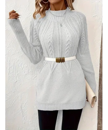 Kadın Uzun Kollu Yarı Balıkçı Yaka Triko Bluz