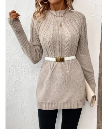 Kadın Uzun Kollu Yarı Balıkçı Yaka Triko Bluz