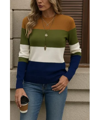 Kadın Uzun Kollu Yarı Balıkçı Yaka Triko Kazak