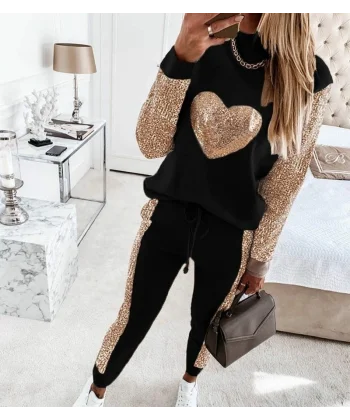 Kadın Uzun Kollu Yarım Balıkçı Yaka Pul Payet Detay Iki Iplik Ikili Takım