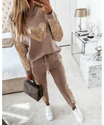 Kadın Uzun Kollu Yarım Balıkçı Yaka Pul Payet Detay Iki Iplik Ikili Takım