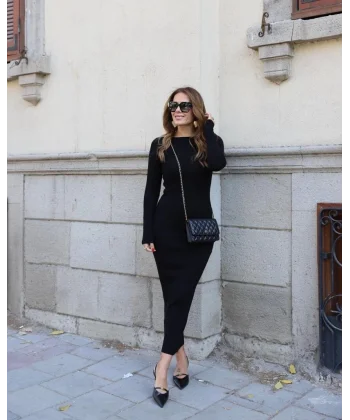 Kadın Uzun Kollu Yuvarlak Yaka Akrilik Elbise