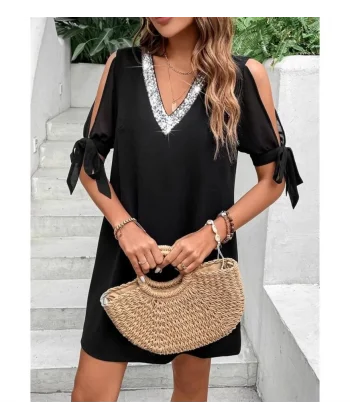 Kadın V Yaka Pulpayet Detay Kolları Bağlamalı Fırsat ürün Tunik