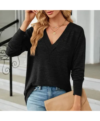Kadın V Yaka Triko Bluz