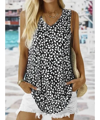 Kadın V Yakalı çiçek Baskılı Salaş Süprem Bluz