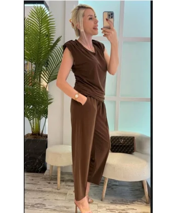 Kadın Vatkalı Düşük Kol Rahat Kesim İkili Takım