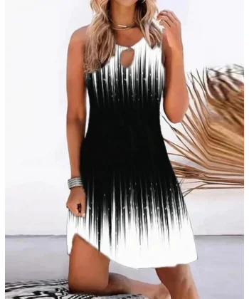 Kadın Yaka Damla Dekolteli Desenli Dalgıç Elbise