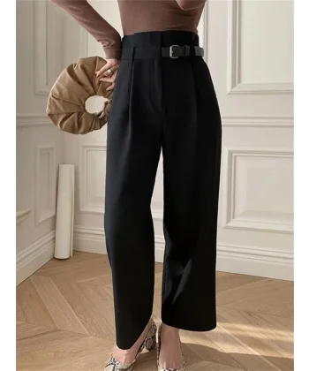 Kadın Yan Deri Kemerli şık Havuç Pantolun