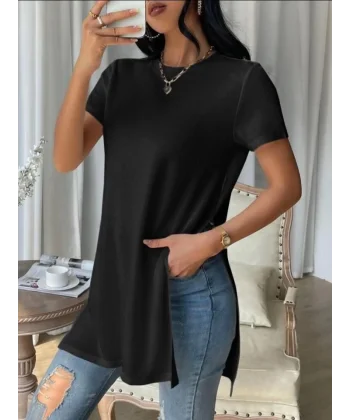 Kadın Yandan Yırtmaçlı Sandy Kumaş Bluz