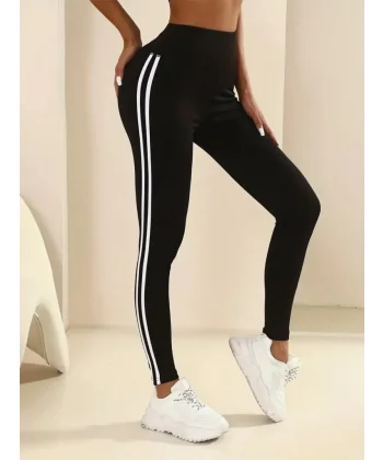 Kadın Yanları çift Beyaz şeritli Dalgıç Tayt