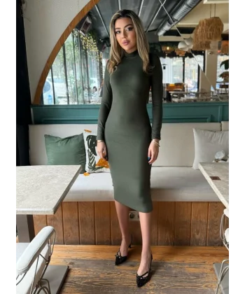 Kadın Yarım Balıkçı Yaka üet Kumaş Fırsat ürün idi Boy Elbise