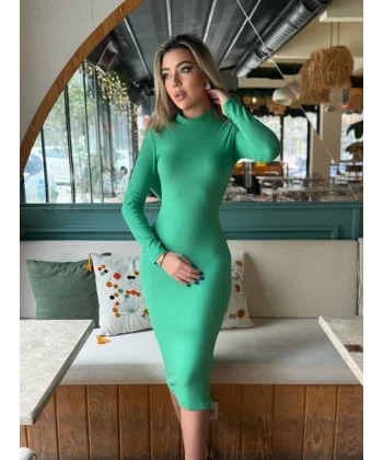 Kadın Yarım Balıkçı Yaka üet Kumaş Fırsat ürün idi Boy Elbise