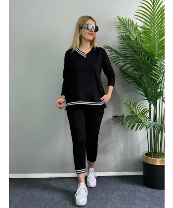 Kadın Yeni Sezon Uzun Kollu Ribana Detay Ikili Takım