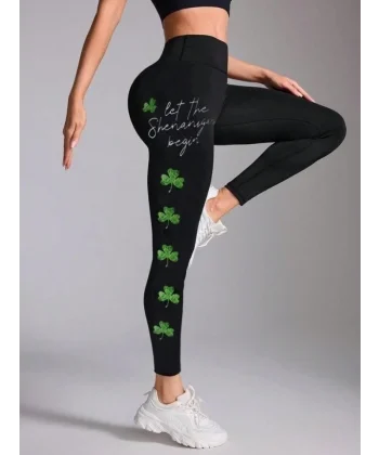 Kadın Yonca Baskılı Dalgıç Kumaş Tayt