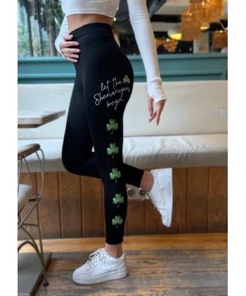 Kadın Yonca Baskılı Dalgıç Kumaş Tayt