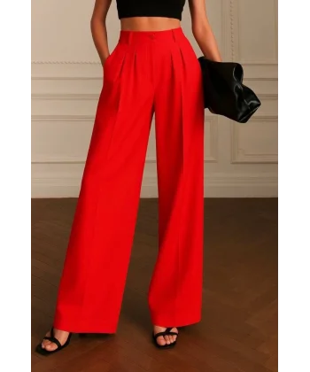 Kadın Yüksek Bel Bol Paça Pantolon