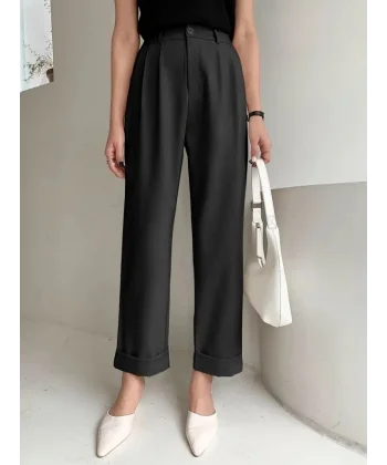 Kadın Yüksek Bel Cepli Atlas Pantolon