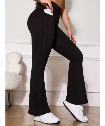 Kadın Yüksek Bel Cepli Ispanyol Paça Dalgıç Tayt