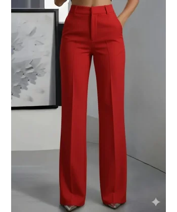 Kadın Yüksek Bel Cepli Ithal Krep Pantolon