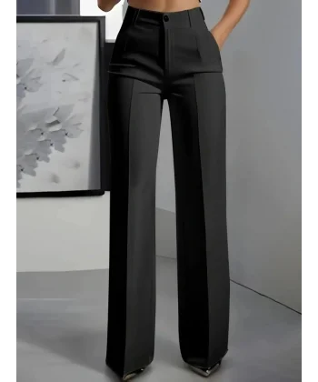 Kadın Yüksek Bel Cepli Ithal Krep Pantolon