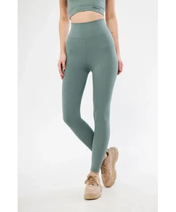 Kadın Yüksek Bel Fitilli Tayt - Buz Mavisi