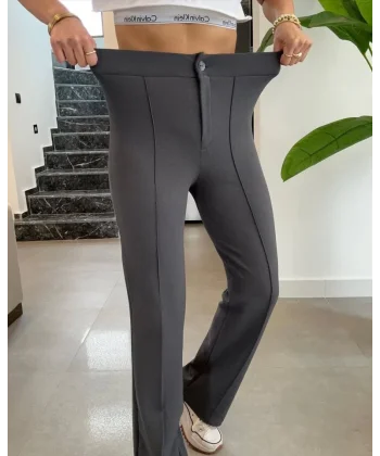 Kadın Yüksek Bel Full Likralı Krep Kumaş Pantolon