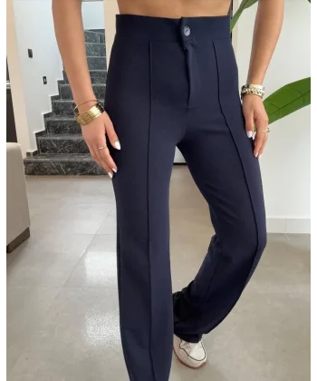 Kadın Yüksek Bel Full Likralı Krep Kumaş Pantolon