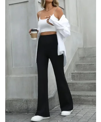 Kadın Yüksek Bel Geniş Paçalı Dalgıç Tayt