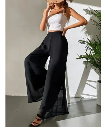 Kadın Yüksek Bel Geniş Paçalı şifon Pantolon