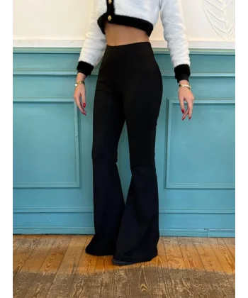 Kadın Yüksek Bel Ispanyol Paça Dalgıç Pantolon