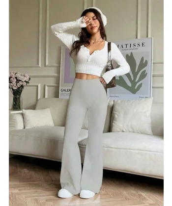 Kadın Yüksek Bel Ispanyol Paçalı Pantolon Tayt