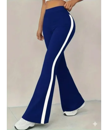 Kadın Yüksek Bel İspanyol Paçalı Yanlardan şerit Detaylı Dalgıç Tayt Pantolon