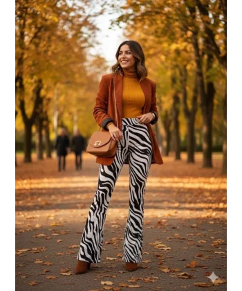 Kadın Yüksek Bel Krep Kumaş Bol Paça Pantolon