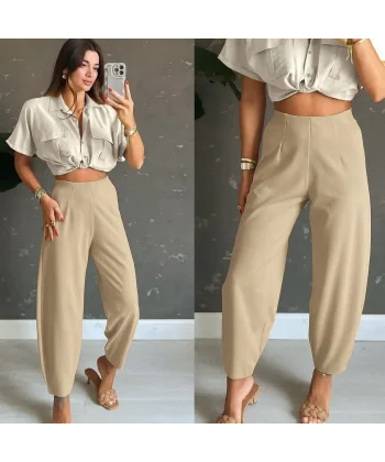 Kadın Yüksek Bel Krep Pantolon