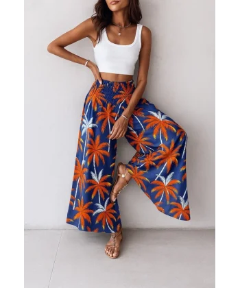 Kadın Yüksek Bel Lastikli Desenli Süprem Pantolon