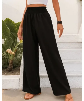 Kadın Yüksek Bel Lastikli Ithal Krep Pantolon