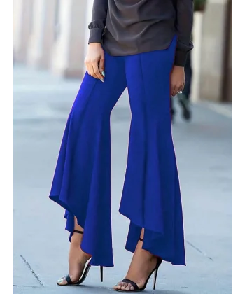 Kadın Yüksek Bel önden Arkaya Uzanan Volanlı Paçalı Janjan Krep Pantolon